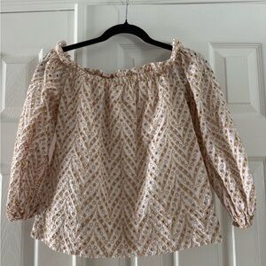 Lilly Pulitzer Cream and Gold Off-Shoulder Blouse